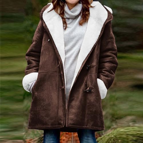 Piuwrlz Cozy Brown Faux Suede Long Winter Coat for Women - Perfect for Chilly Days! - Image 2