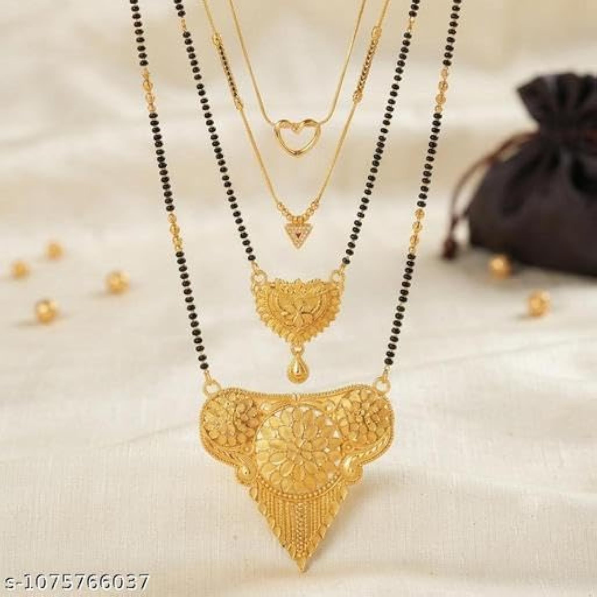 4 Piece Women's Gold Plated Mangalsutra Jewellery Set