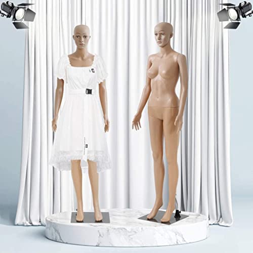 Fll Mannequin Torso, Clothing Form Full Body Manikin Female 69 Inch Adjustable Detachable Stand Realistic Display With Metal Base Plastic Head Arm Turns Stand, Beige (Fll-01) #TOP6
