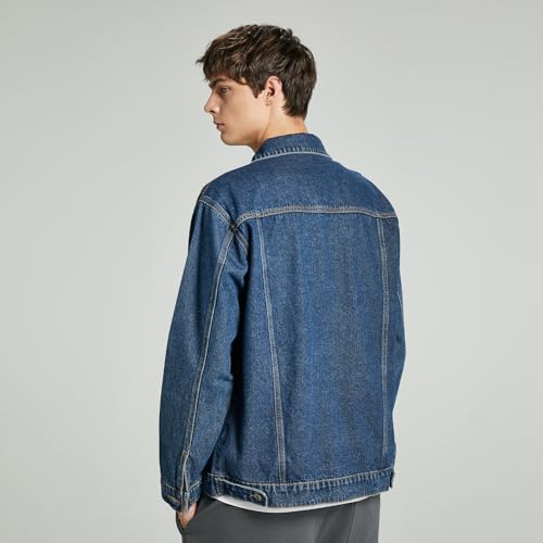 Image of Denim Jacket Men Vintage Autumn and Winter Tops Mens Denim Trucker Jacket