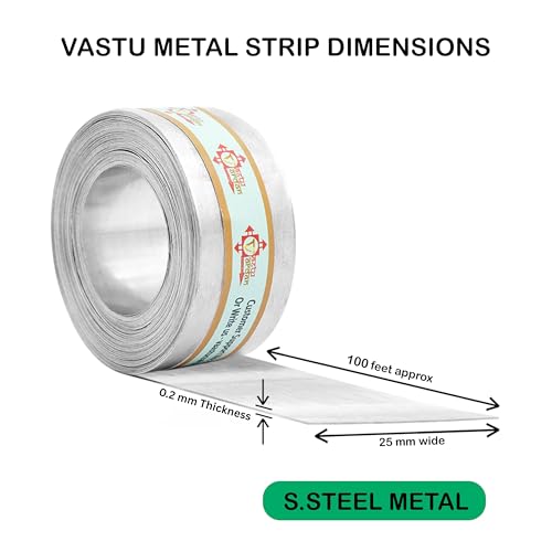 Image of Stainless Steel Strip | 1 INCH | Pack of 1 | Strip for Vastu Remedy | Width-25mm, Thickness-0.2mm, Length-100 Feet Approx | Vastu Remedy for Toilet and Entrance Correction |