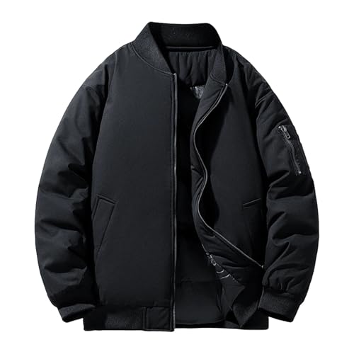 Slxbear Chaquetas bomber de invierno para hombre, abrigos acolchados de manga larga con bolsillos, abrigo táctico resistente al viento, cremallera completa, cómodas chaquetas térmicas de color sólido