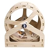 Hamiledyi Wooden Hamster Wheel, Small Pets Exercise Wheel, Silent Running Wheel for Gerbil, Mice, Dwarf Syrian Hamster (9.45in)