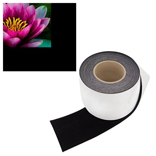 4 in x 60 ft - Vibrancy Enhancing Projector Screen Felt Tape Border - by ConClarity – Deepest Black Ultra High Contrast Flocking for DIY Screen Borders Absorbs Light, Brightens Image & Stops Bleed