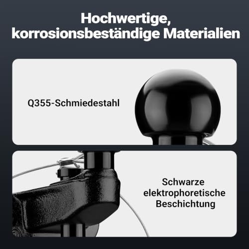Foto von XPOtool Anhängerkupplung mit 50 mm Kugelkopf, 3,5 t Zugkraft, Anhängevorrichtung aus Stahl für Pkw LKW Traktor, 2 Loch Anschraubplatte