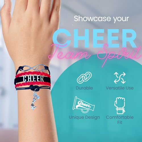 Sportybella Cheer Charm Bracelet- Girls Infinity Love Adjustable Cheerleading Jewelry in Team Colors For Cheerleaders (Orange/Black)2
