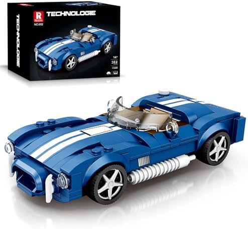 Reobrix 812 Shelby Cobra Building Blocks Set, 1:24 Scale Model Car Kit for Display and Collectible, Convertible Sports Car Building Toy for Teens and Adults, 312 PCS