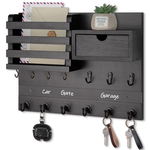 Nekon Key Holder Wall Mount, Rustic Mail and Keys Shelf