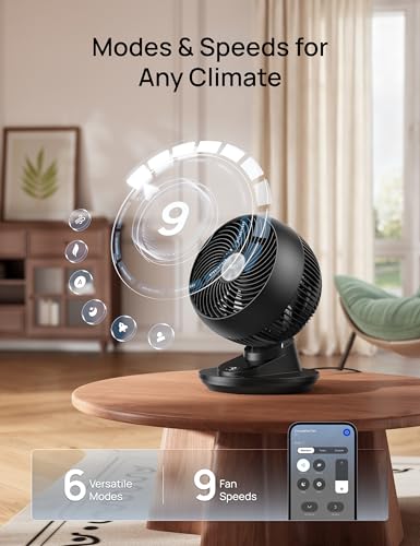 Image of DREO Smart Fan for Bedroom, Powerful 85 ft Airflow, 12 Inches, Desk Fans in 20dB Quiet, 90+90 oscillating fans, App /Voice Control, 9 Speeds & 8 /12H Timer for Home Office Dorm