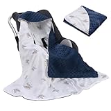 Couverture d'emmaillotage double face pour siège auto : la couverture d'emmaillotage pour bébé offre deux possibilités d'utilisation : un côté en 100 % coton respirant (parfait pour les jours doux), l'autre en peluche douillette (convient aux conditions météorologiques entre 15 et 20 °C). Le rembourrage assure une chaleur légère au printemps, en automne et en hiver, tandis que la peluche douce offre une protection contre le vent.