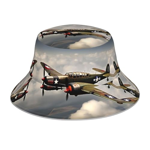Shooting Star Heart Print Wide Brim Foldable,Sun Bucket Hat,Summer Sun Beach Fishing Cap for Men and Women Fisherman, World War 2, One Size