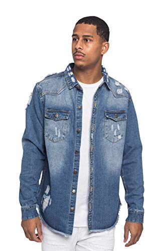 Image of VICTORIOUS Men's Distressed Denim Jacket