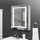 Janboe 20 Inch X 28 Inch Surface Mount LED Lighted Mirror Medicine Cabinet Single Door Bathroom Cabinet Double Touch Switches for Dimmer and Anti-Fog Function