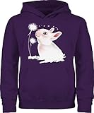 Mädchen Ostergeschenke Ostern Kinder - Hase mit Pusteblume - 128 (7/8 Jahre) - Lila - Hoodie hase 128 - JH001K JH001J Just Hoods Kids Hoodie - Hoodie Kinder Pullover für Mädchen und Jungen