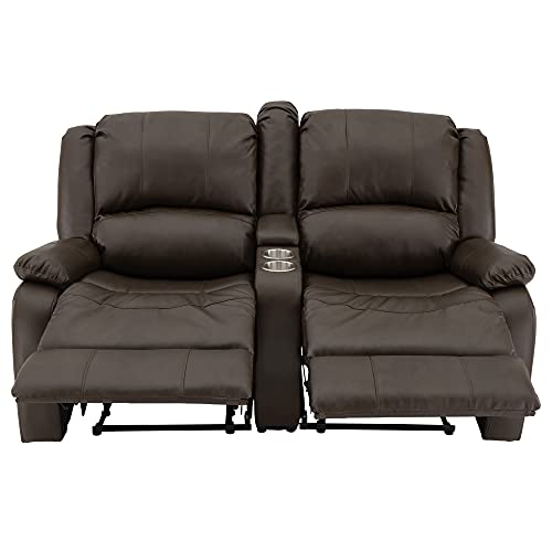 Recpro Charles Collection | 64" Double Recliner Rv Sofa | Rv Zero Wall Loveseat | Wall Hugger Recliner | Rv Theater Seating | Rv Furniture | Rv Living Room (Slideout) Furniture (Chestnut) #TOP5