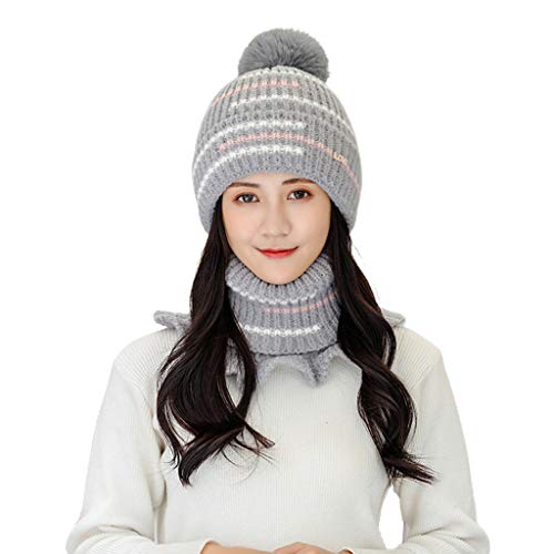Gorros de punto con forro de felpa aislante y bufanda térmica de cuello alto para invierno