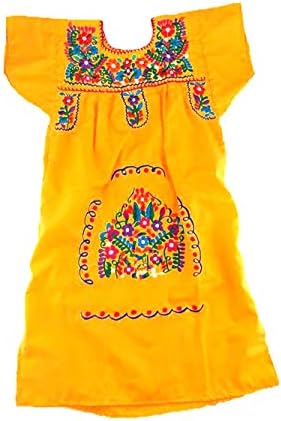 Mexican Clothing Size 6 Girls Mexican Dress Tehuacan Color Yellow Fiesta Mexicana 5 de Mayo Halloween