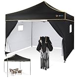 HOTEEL Pavillon 3x3 Wasserdicht Stabil Winterfest, Faltpavillon Gartenpavillon Pop Up Pavillon mit Seitenwänden für Camping, Garten, Party (Schwarz)