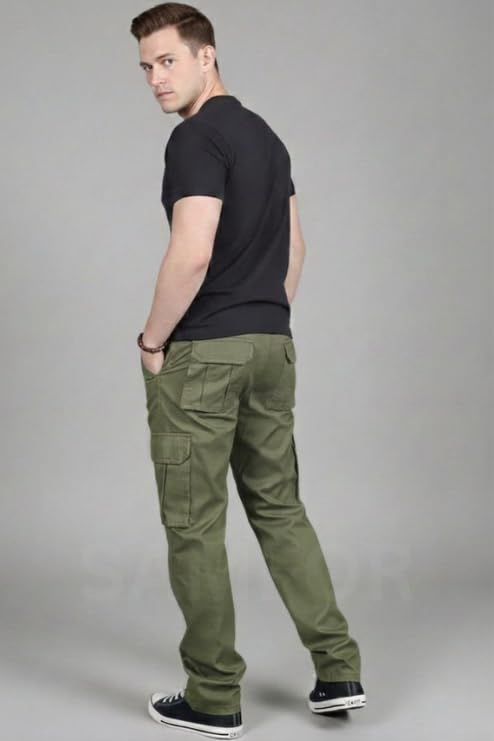 Image of Samfor Cargo Pant for Men - Cotton Cargo for man, Multi-Pocket Design for Outdoor, Work Wear & Casual Trouser