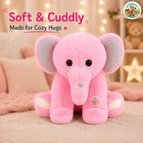 Image of Chi-Chimpu Toyss Pink Sitting Elephant Soft Toy 25cm for Kids & Baby