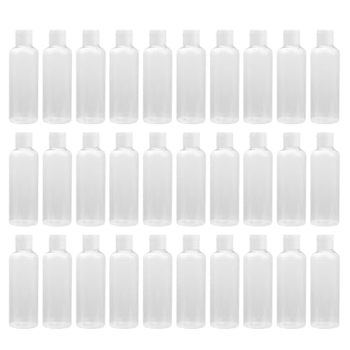 ULTECHNOVO Lot de 30 Bouteilles Cosmétiques Vides en Plastique Blanc 100ml Bouchon Étanche pour Lotions et Shampoing, pour Voyage et Usage Quotidien