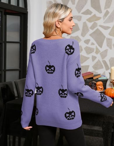 Women's Pullover Sweaters Long Sleeve Crew Neck Cute Multi-Hearts Knitted Casual Sweater