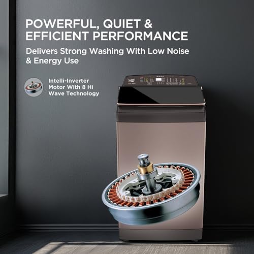 Image of Havells-Lloyd 8.5 Kg 5 Star Fully Automatic Intelli Inverter Motor Top Load Novante IOT With With In Built Heater Washing Machine (GLWT855N12CB Copper Blush)