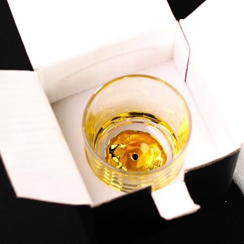 Image of Melbify Gold Opera Whiskey Glass Gift Set | 1 pcs Set | 300 ml | Ultra-Premium | Gold-Bottomed | Imported | Luxurious | Ideal for Wedding Gifts, Anniversary, VIP and Corporate Gifts