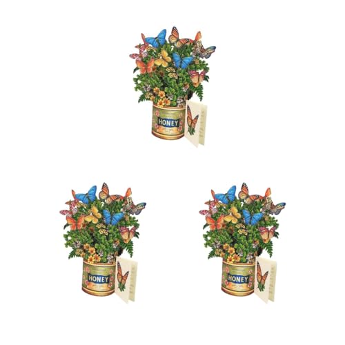 Carte de Saint-Valentin 3D fleur papillon pop-up pour Thanksgiving et vœux familiaux