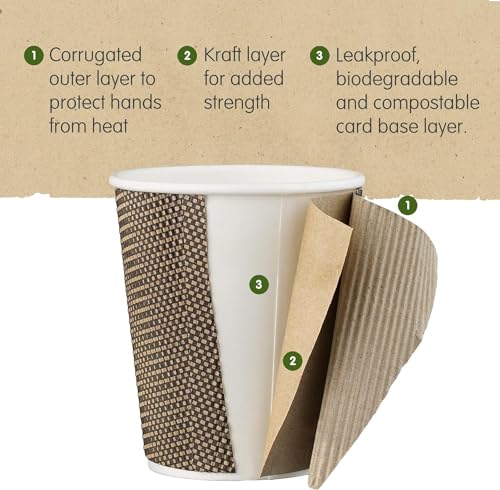 Signature Packaging - Luxury Ripple Paper Cups - 12oz / 354ml - 50 Pack - Insulated Takeaway Coffee Cups Disposable with Lids