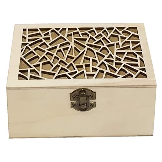 Acan Caja de Madera Natural Rectangular con Tapa Estilo grieta, Cierre metálico, almacenaje Objetos, Joyas, Manualidades, decoración, 6 x 12,8 x 8,8 cm