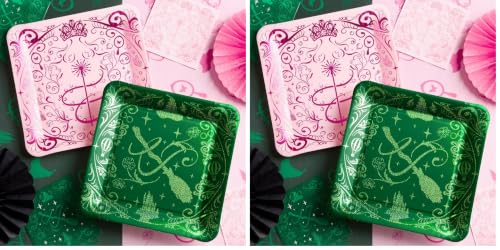 Image of xo, Fetti Pink + Green Witch Paper Plates | 24 pcs | Wizard Party Supplies, Magical Birthday Tableware (Pack of 2)