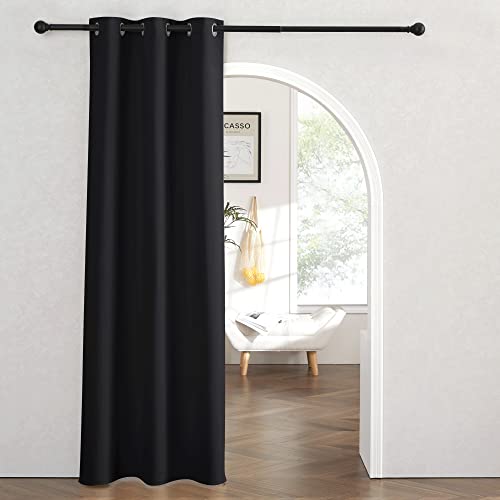 Image of RYB Home Blackout Curtains Thermal Insulating Privacy Temporary Door Curtains for Bedroom Closet Doorway Accordion Door Interior Living Room Kids Nursery Dining, Wide 60 x Long 90 inch, Black