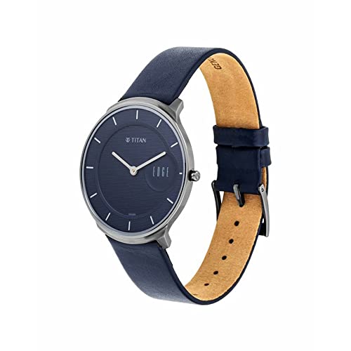 Titan Edge Quartz Analog Blue Dial Leather Strap Watch for Men-NS1843QL01 - Image 3
