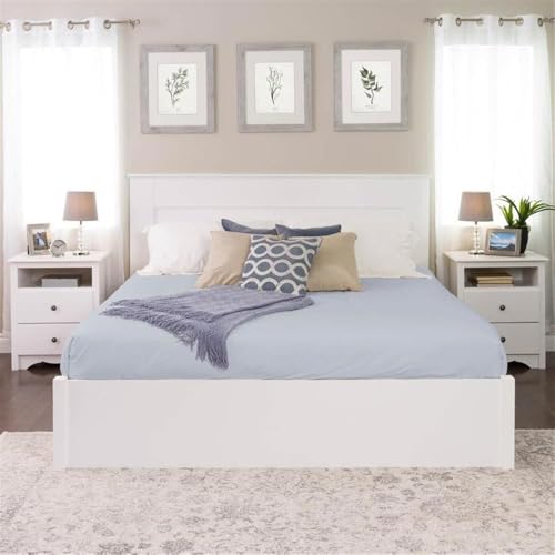 Image of Prepac Stylish Flat Wood Panel Headboard for King Size Beds, Simplistic Wooden King Headboard 2.25 inch D x 81 inch W x 48 inch H, White, WHFK-1301-1