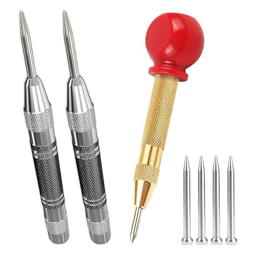 HAPPOW 3 Stück Automatik Körner Federkörner Körner Metall werkzeug Center Hole Punch mit 4 Ersatzspitzen für Metall Holz Glas und Dünne Stahlbleche