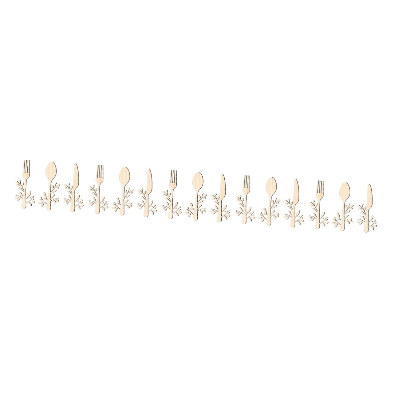 Art mural enseigne murale cuisine bois | Couverts de table kaki suspension 15 pièces