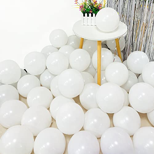 HYKJNBW 10 inch White Party Balloons 50 Pack Strong Thicken Latex Balloons For Happy Birthday, Kids Party, Weddings, Baby Shower Events Decorations Accessories (White, 50 PCS 10 inch)