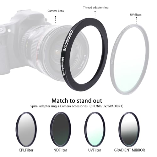 Anillo Adaptador de Filtro para Cámara 105 mm a 82 mm, Anillos Metálicos Adaptadores de Lente Compatibles con Todas las Lentes de 105 mm y Accesorios de 82 mm + Paño de Limpieza para Lentes miniatura 5