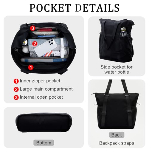 Bolso Tote para mujer, ligero, nylon para viaje y diario miniatura 4