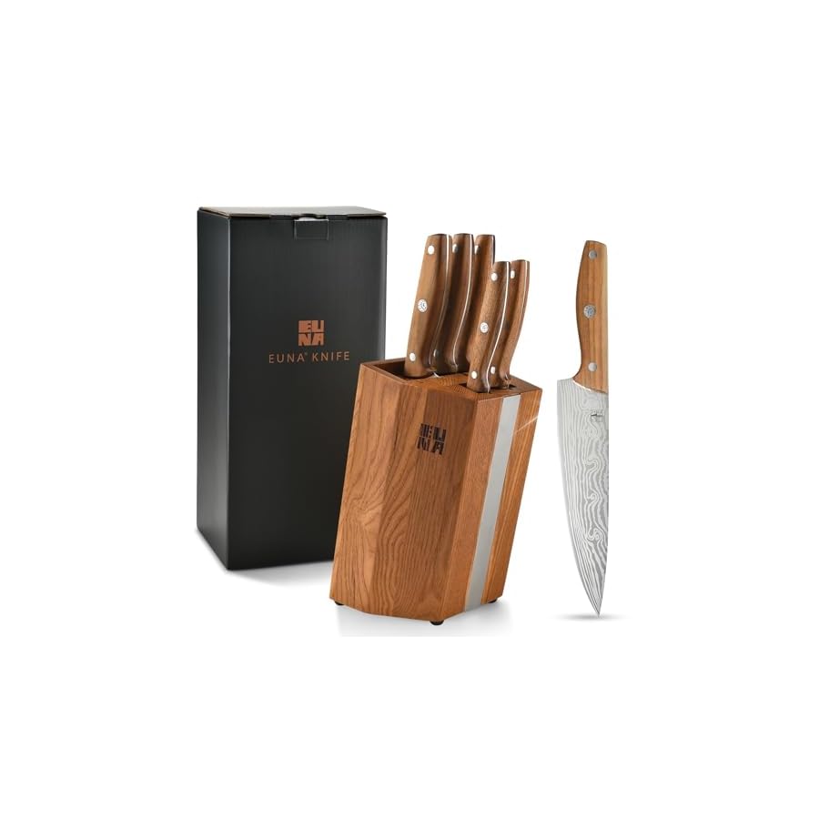 EUNA-Kitchen-Knife-Set-7-Pieces-Knife-Block-Set-Pro-High-Carbon-Stainless-Steel-Sharp-Japanese-Chef-Knife-Set EUNA Kitchen Knife Set, 7 Pieces Knife Block Set Pro High Carbon Stainless Steel Sharp Japanese Chef Knife Set