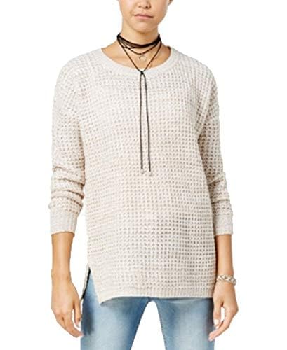 Ultra Flirt Juniors Waffle Knit Sweater Oatmeal Marl XL2