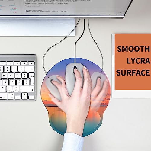 Image of eulps Mouse Pad with Wrist Rest, Comfortable Computer Mousepad with Gel Wrist Support Smooth Surface and Non-Slip PU Base for Pain Relief, Laptop, Office & Home (Oceanic Sunset)