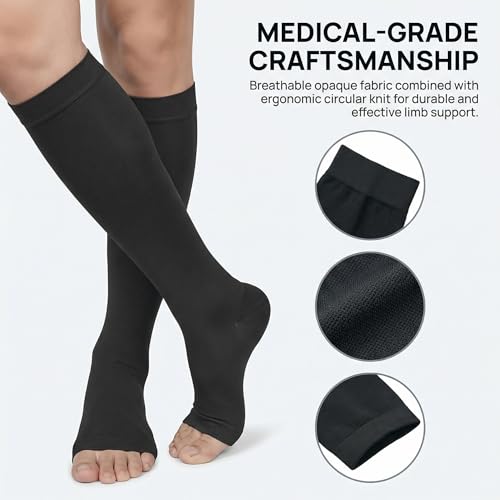 Image of MGANG Knee High Compression Socks 20-30mmHg, Varicose Veins, Short Length | Graduated Compression, Circulation, DVT, Swelling, Nurses, Pregnancy, Standing, Office, Flight, Travel, Running, Recovery