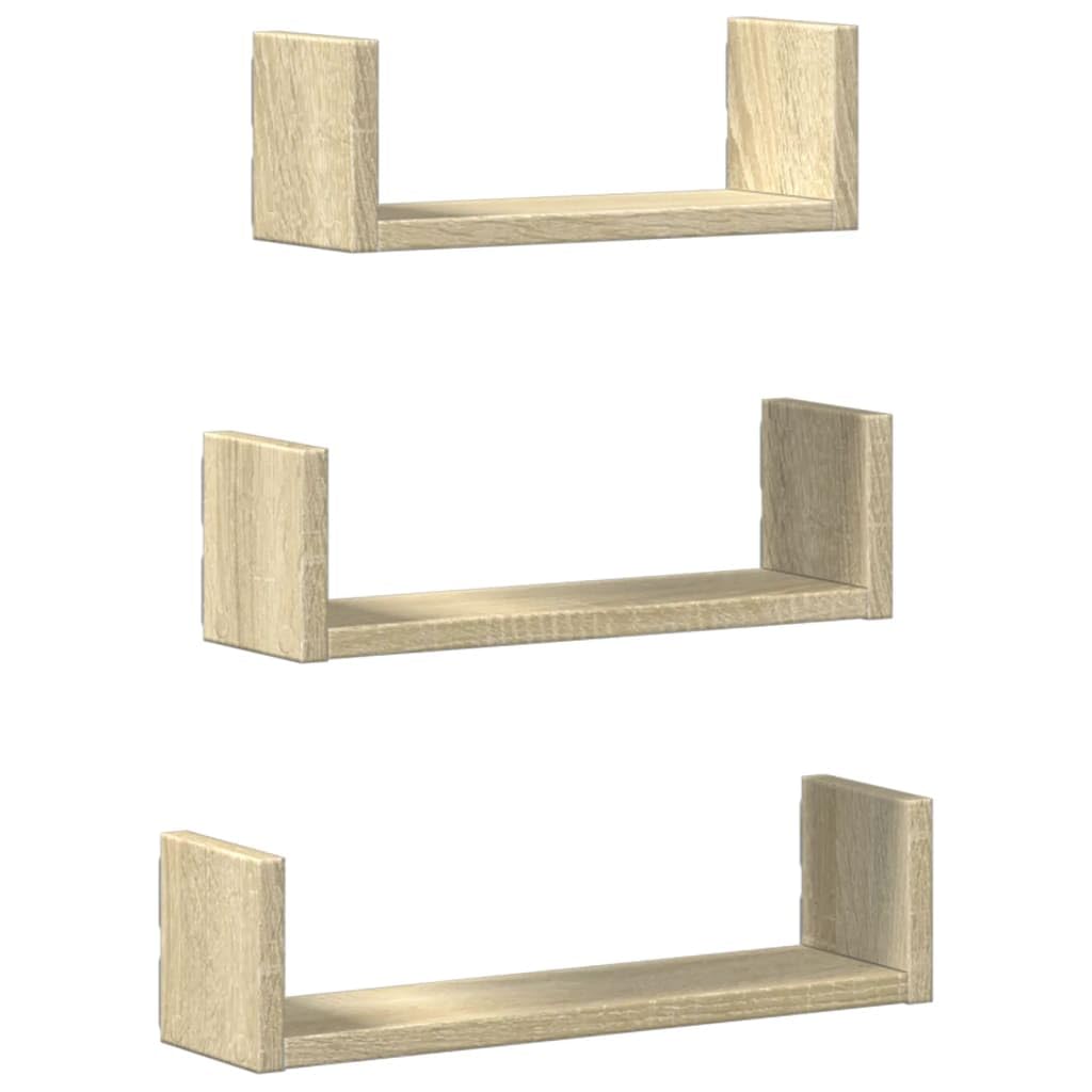 Vidaxl Sonoma Oak Wall Shelf 3 Pcs Engineered Wood