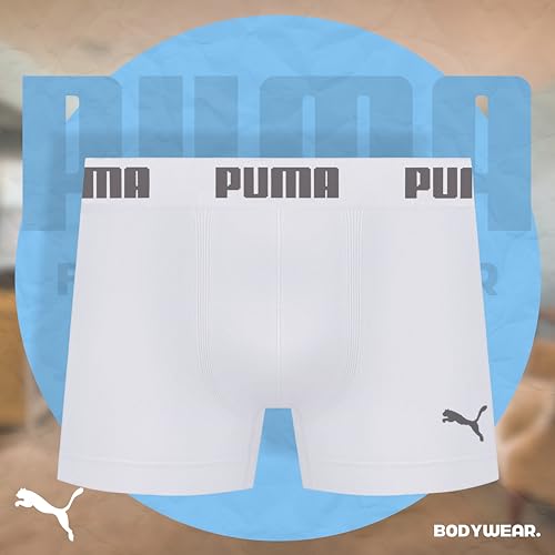 PUMA Kit 5 Cuecas Boxer Masculina Sem Costura Microfibra Poliamida Com Elástico 40MM Adulto, 2 Branc