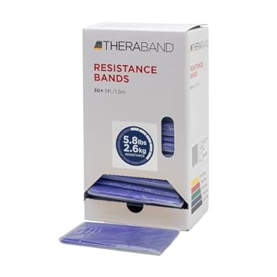 THERABAND Resistance Bands, 5 Foot, 30 Count Professional Latex Elastic Bands For Upper & Lower Body Exercise, Physical Therapy, Pilates, Home Workouts, Rehab, Extra Heavy Blue, Intermediate, Level 4