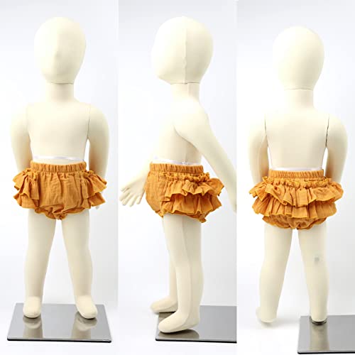 Hoolchean Baby Girls Cotton Gauze Ruffle Bloomer Shorts With Bowknot Headband (Dark Orange, M: 6-12 Months) #TOP4