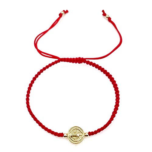 St. Benedict Medal on Handcrafted Adjustable Red Cord Braided Bracelet - Protection Jewelry for Women3