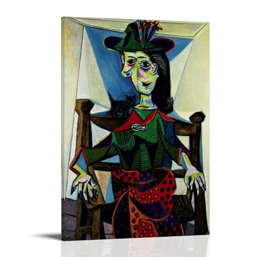 HBEOOP Pablo Picasso berühmte Farbe (Dora Maar mit Katze), Poster, Kunst, Leinwand, Gemälde, Dekor, Wanddruck, Foto, Zuhause, moderne Dekoration, 40 x 60 cm